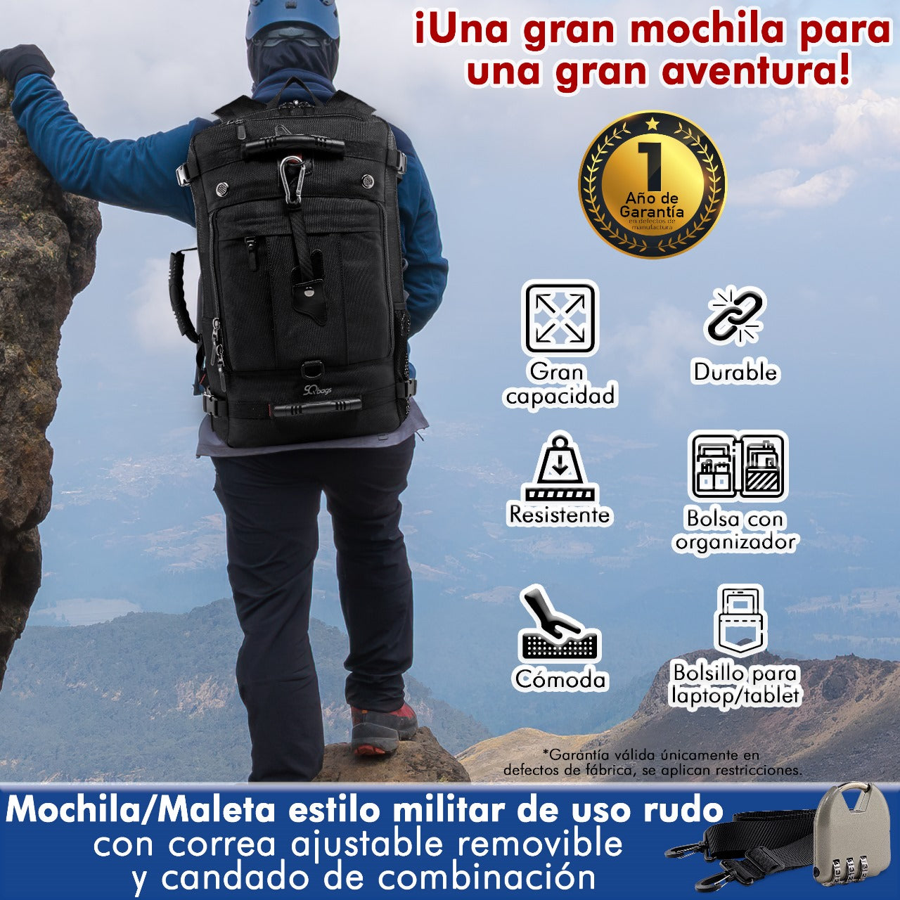 Mochila Militar Uso Rudo de 40L