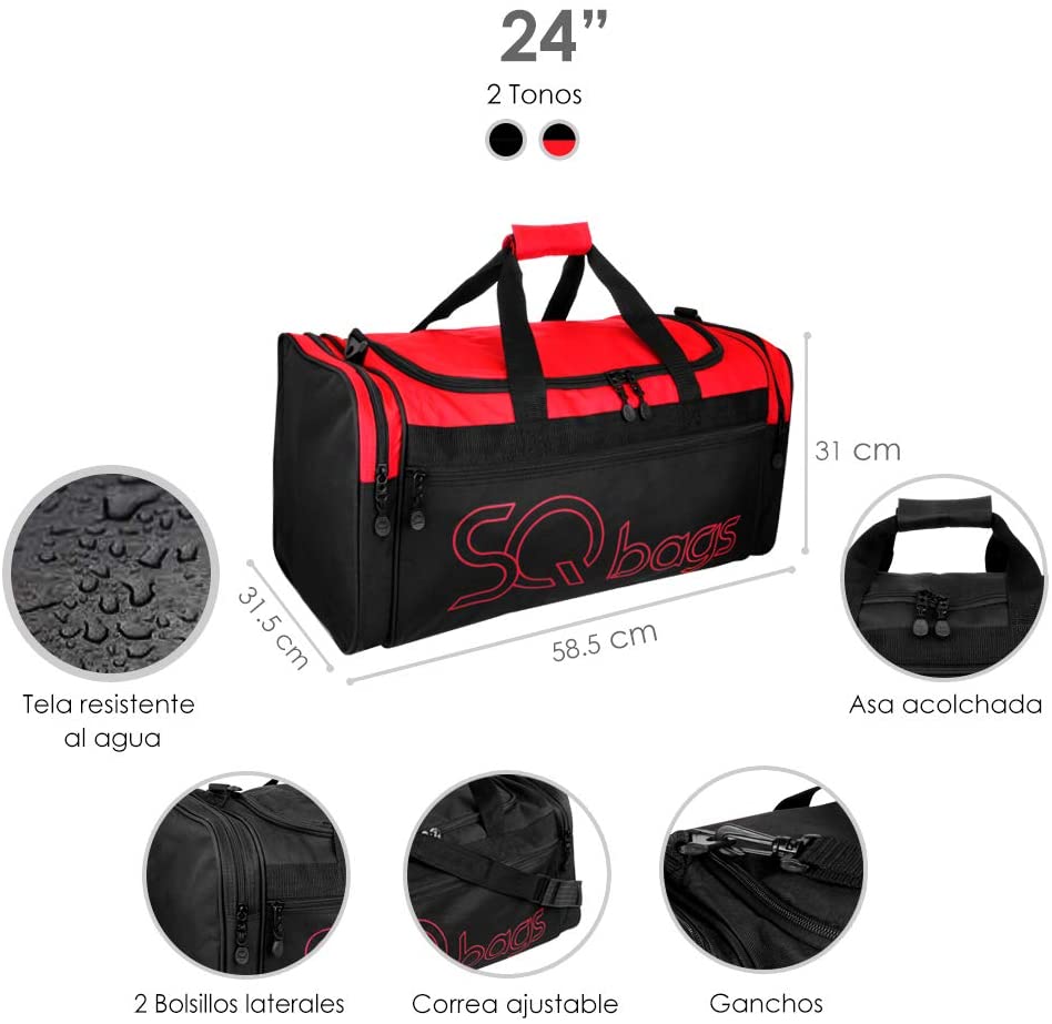 Duffel Copper 24" Negro con Rojo